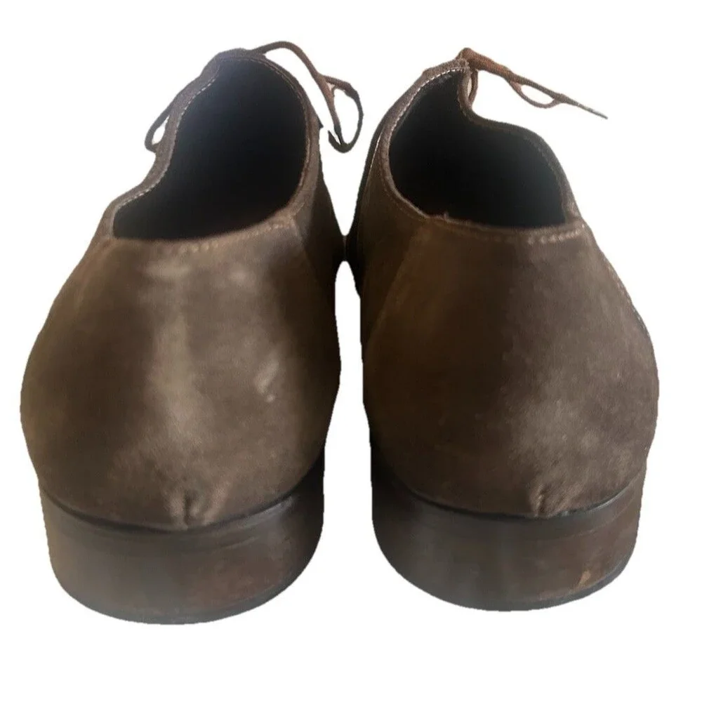 Purouomo Italian Mens EU 45 Suede Brown Wingtip Pointed Toe Dress Shoes Italy